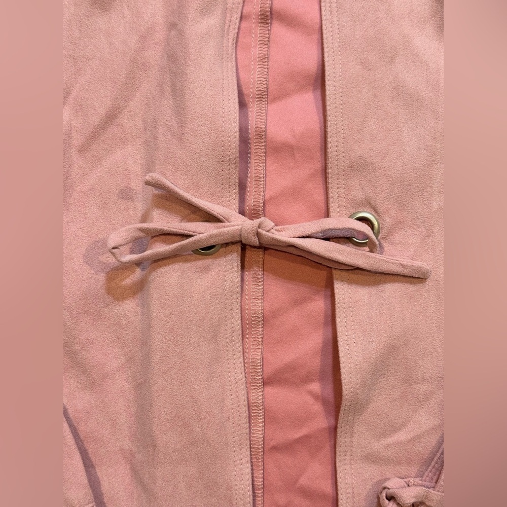Cato Light Pink Suede Tie-front Jacket - Picture 5 of 14